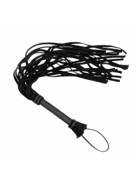 Чёрная плеть с кожаной рукоятью - 65 см. - Sitabella - купить с доставкой в Твери