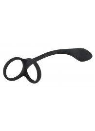 Эрекционное кольцо с утяжкой на мошонку и анальным плаг Black Velvets - Orion - в Твери купить с доставкой