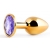 Золотистая анальная пробка с фиолетовым стразом - 7,2 см. - Anal Jewelry Plug - купить с доставкой в Твери