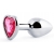 Серебристая анальная пробка с розовым кристаллом-сердечком - 7 см. - Anal Jewelry Plug - купить с доставкой в Твери