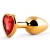 Золотистая анальная пробка с красным стразом-сердечком - 7 см. - Anal Jewelry Plug - купить с доставкой в Твери