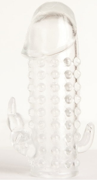 Гелевая прозрачная насадка с 2 отростками - 13 см. - Toyfa Basic - в Твери купить с доставкой