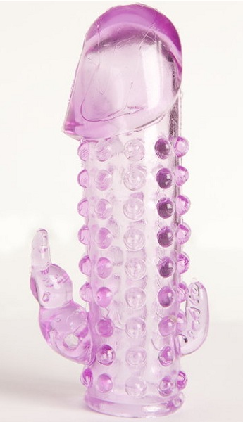 Закрытая фиолетовая насадка с 2 отростками - 13 см. - Toyfa Basic - в Твери купить с доставкой