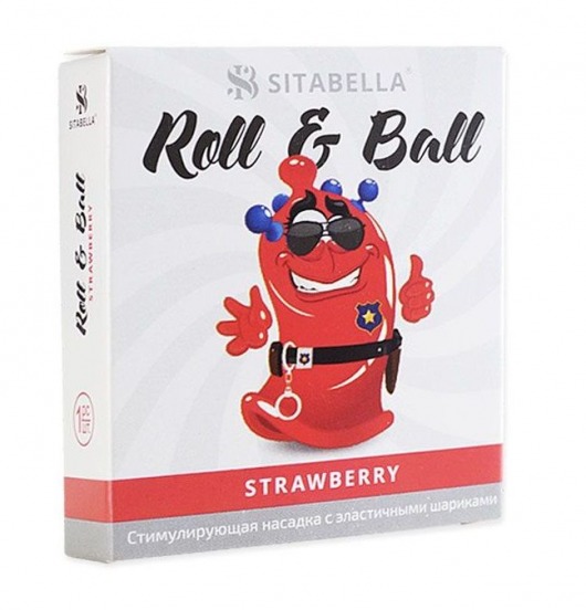 Стимулирующий презерватив-насадка Roll   Ball Strawberry - Sitabella - купить с доставкой в Твери