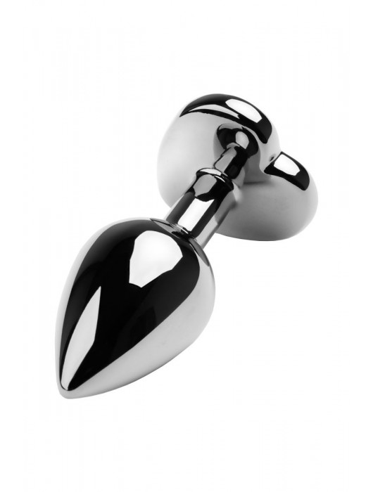 Серебристая коническая анальная пробка с красным кристаллом-сердечком - 7 см. - ToyFa - купить с доставкой в Твери