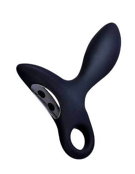 Черный силиконовый анальный вибромассажер Erokey с колечком-ограничителем - Erokay - в Твери купить с доставкой