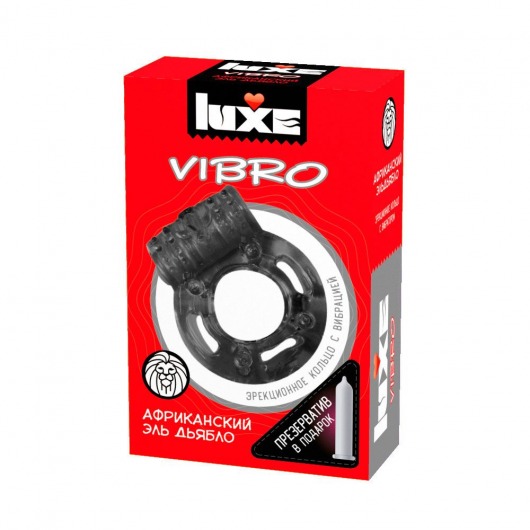 Чёрное эрекционное виброкольцо Luxe VIBRO  Африканский Эль Дьябло  + презерватив - Luxe - в Твери купить с доставкой