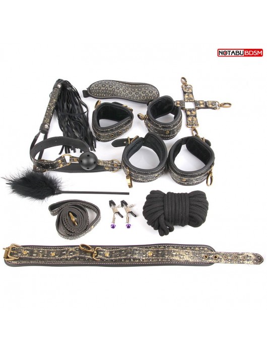Чёрно-золотистый набор БДСМ - Notabu - купить с доставкой в Твери