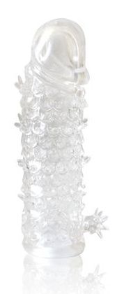 Закрытая прозрачная рельефная насадка Crystal sleeve - 13 см. - Erowoman-Eroman - в Твери купить с доставкой