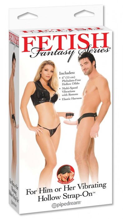 Полый страпон унисекс телесного цвета с вибрацией For Him or Her ​Vibrating Hollow Strap-On - 15 см. - Pipedream - купить с доставкой в Твери