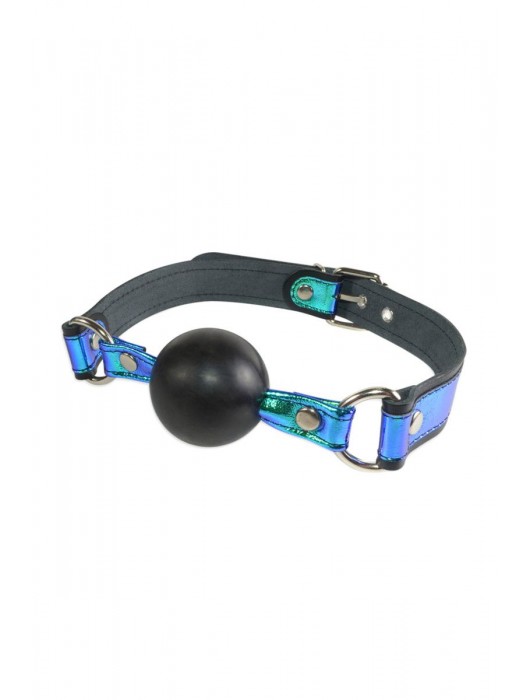 Кляп-шарик на чёрно-синих ремешках - Sitabella - купить с доставкой в Твери