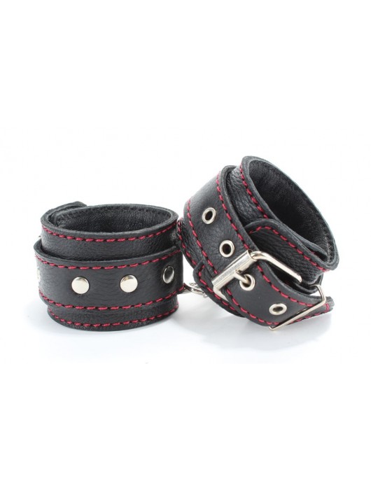 Черный бондажный набор с красной строчкой - БДСМ Арсенал - купить с доставкой в Твери