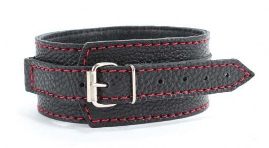 Черный ошейник из натуральной кожи с шипами - БДСМ Арсенал - купить с доставкой в Твери