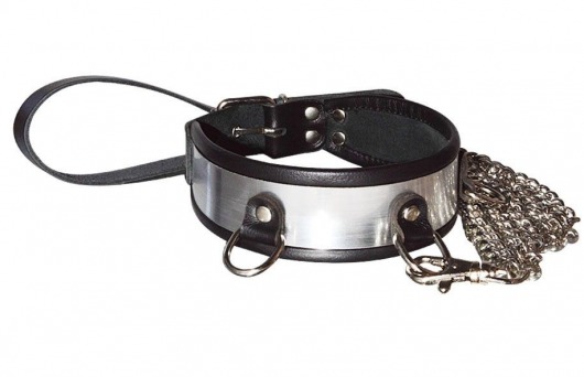Стильный ошейник с металлическим блеском и поводком - Sitabella - купить с доставкой в Твери