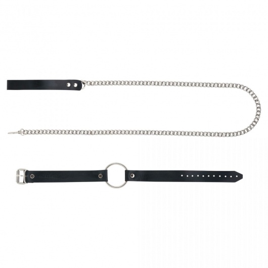 Черный поводок и чокер с кольцом Rada - Rebelts - купить с доставкой в Твери