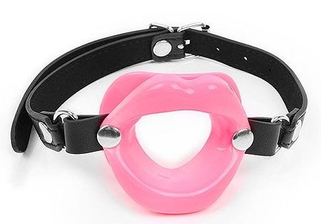 Розовый кляп-губки на черном ремешке - Notabu - купить с доставкой в Твери