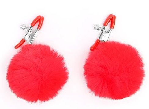 Зажимы для сосков с красным пушком - Notabu - купить с доставкой в Твери