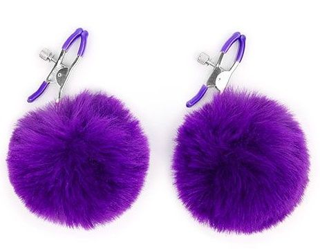 Зажимы для сосков с фиолетовым пушком - Notabu - купить с доставкой в Твери