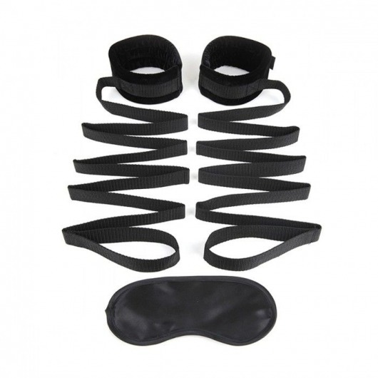 Чёрные манжеты для фиксации на кровати Bondage Bed Strap - Lux Fetish - купить с доставкой в Твери