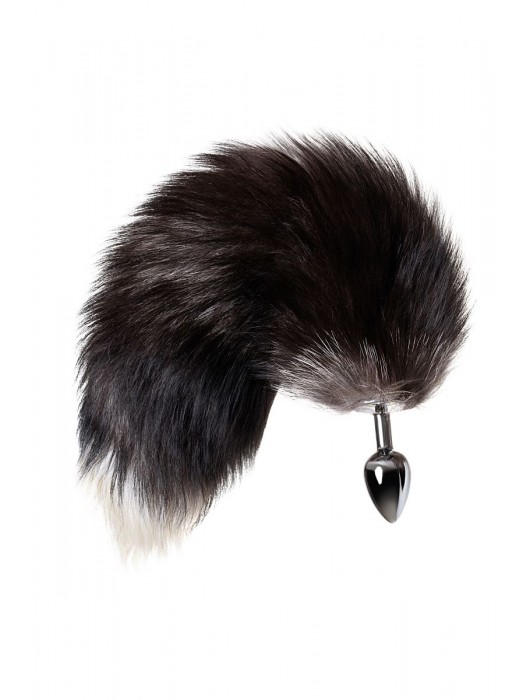 Серебристая металлическая анальная втулка с хвостом чернобурой лисы - размер S - ToyFa - купить с доставкой в Твери
