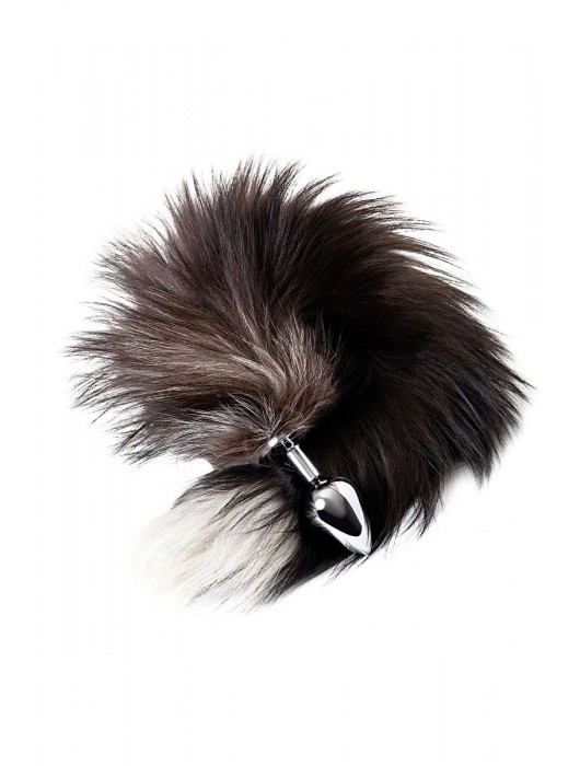 Серебристая металлическая анальная втулка с хвостом чернобурой лисы - размер S - ToyFa - купить с доставкой в Твери