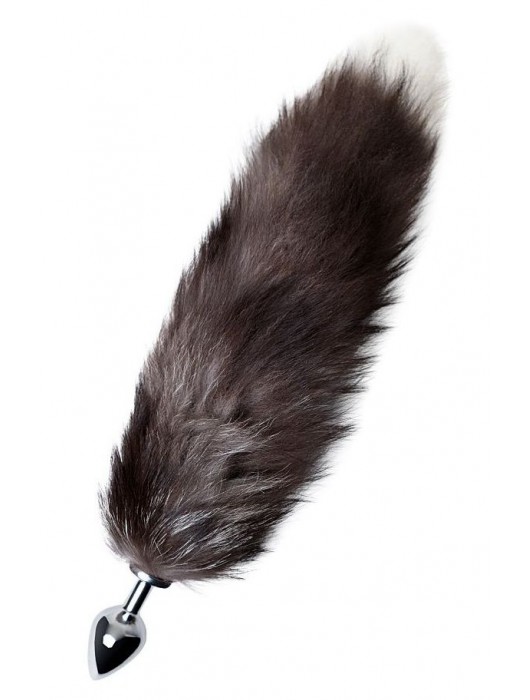 Серебристая металлическая анальная втулка с хвостом чернобурой лисы - размер S - ToyFa - купить с доставкой в Твери