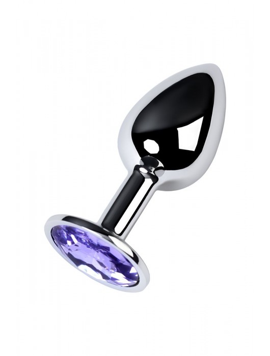 Серебристая конусовидная анальная пробка с фиолетовым кристаллом - 7 см. - ToyFa - купить с доставкой в Твери