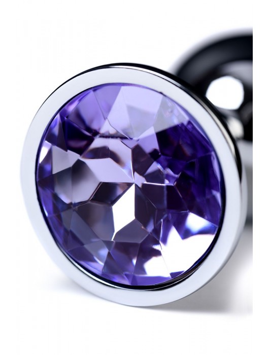 Серебристая конусовидная анальная пробка с фиолетовым кристаллом - 7 см. - ToyFa - купить с доставкой в Твери