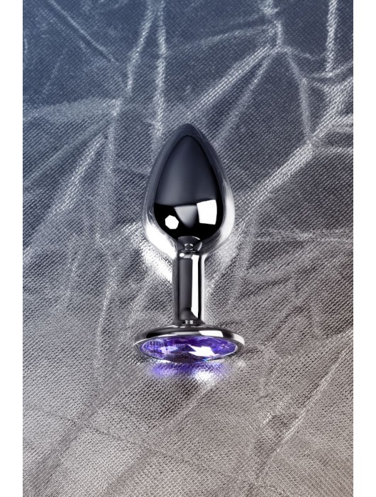 Серебристая конусовидная анальная пробка с фиолетовым кристаллом - 7 см. - ToyFa - купить с доставкой в Твери