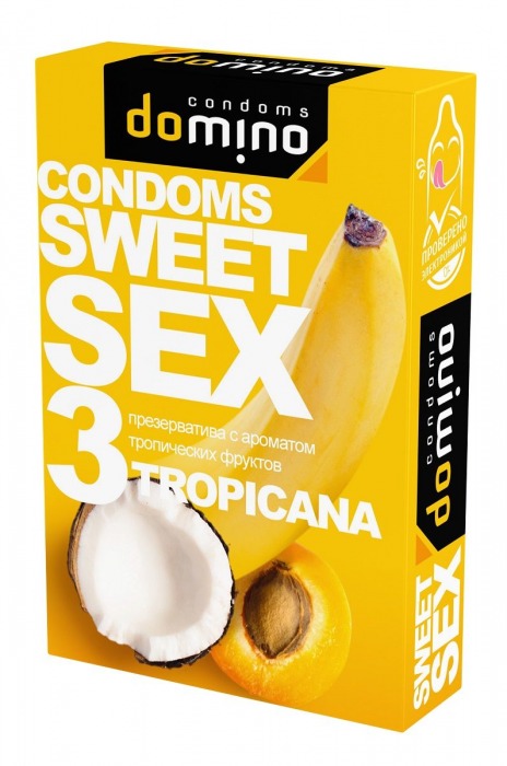 Презервативы для орального секса DOMINO Sweet Sex с ароматом тропических фруктов - 3 шт. - Domino - купить с доставкой в Твери