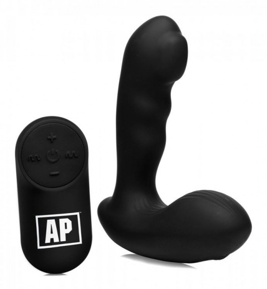 Черный стимулятор простаты Alpha-Pro 7X P-Milker Silicone Prostate Stimulator with Milking Bead - XR Brands - в Твери купить с доставкой