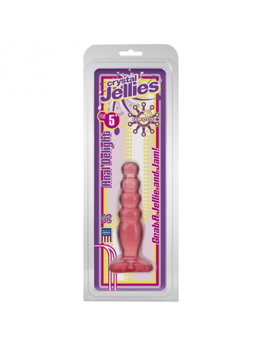 Розовая анальная пробка Crystal Jellies 5  Anal Delight - 14 см. - Doc Johnson