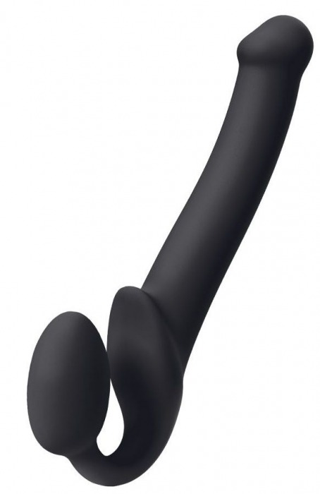 Черный безремневой страпон Silicone Bendable Strap-On M - Strap-on-me - купить с доставкой в Твери