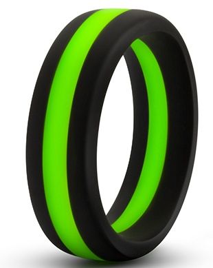 Черно-зеленое эрекционное кольцо Silicone Go Pro Cock Ring - Blush Novelties - в Твери купить с доставкой