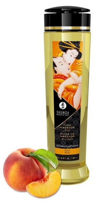 Массажное масло для тела с ароматом персика Stimulation - 240 мл. - Shunga - купить с доставкой в Твери