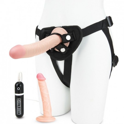 Регулируемые трусики с 2 насадками - 16 и 15 см. - Lux Fetish - купить с доставкой в Твери