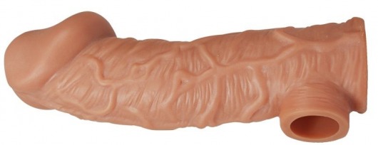 Телесная насадка на фаллос с отверстием для мошонки EXTREME SLEEVE - 17,6 см. - KOKOS - в Твери купить с доставкой