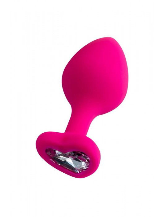Розовая анальная втулка Diamond Heart с прозрачным кристаллом - 8 см. - ToyFa - купить с доставкой в Твери