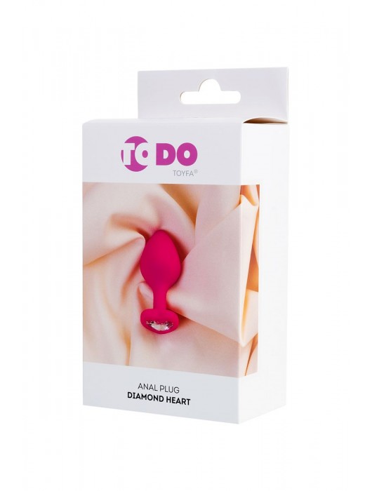 Розовая анальная втулка Diamond Heart с прозрачным кристаллом - 8 см. - ToyFa - купить с доставкой в Твери