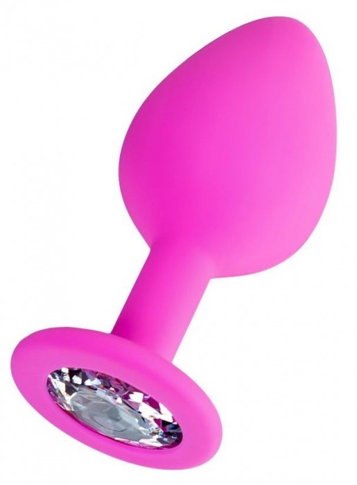 Розовая анальная втулка Brilliant с прозрачным кристаллом - 8 см. - ToyFa - купить с доставкой в Твери