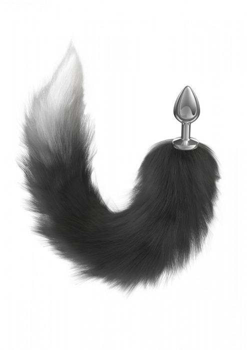 Серебристая анальная пробка с черным хвостом Galaxy - Lola Games - купить с доставкой в Твери