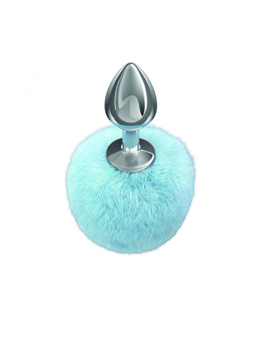 Серебристая анальная пробка с голубым пушистым хвостиком Twinkle - Lola Games - купить с доставкой в Твери