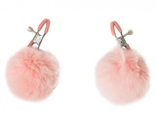 Зажимы на соски Angelic с розовыми меховыми шариками - Lola Games - купить с доставкой в Твери