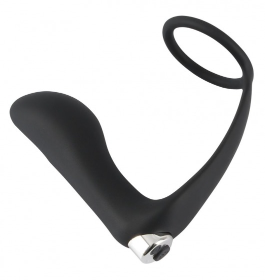 Черное эрекционное кольцо с анальной вибропробкой Vibrating Ring   Plug - Orion - в Твери купить с доставкой