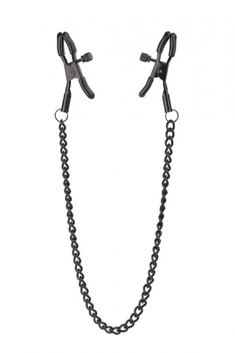 Черные зажимы на соски на цепочке BLAZE DELUXE NIPPLE CLAMPS - Dream Toys - купить с доставкой в Твери