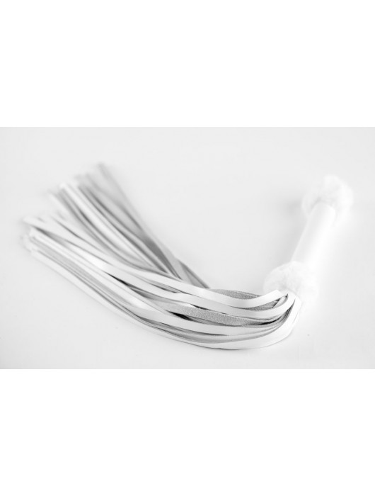 Белая плеть из натуральной кожи с меховой отделкой - 50 см. - БДСМ Арсенал - купить с доставкой в Твери