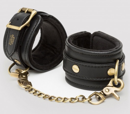 Черные наручники Bound to You Faux Leather Wrist Cuffs - Fifty Shades of Grey - купить с доставкой в Твери