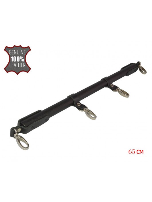 Черная металлическая распорка с кожаными ремешками и карабинами - 65 см. - Sitabella - купить с доставкой в Твери