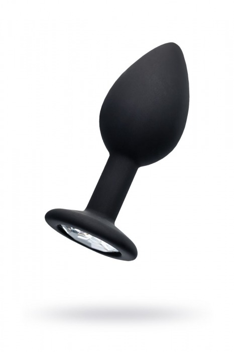 Черная анальная втулка с прозрачным стразом - 7,2 см. - POPO Pleasure - купить с доставкой в Твери