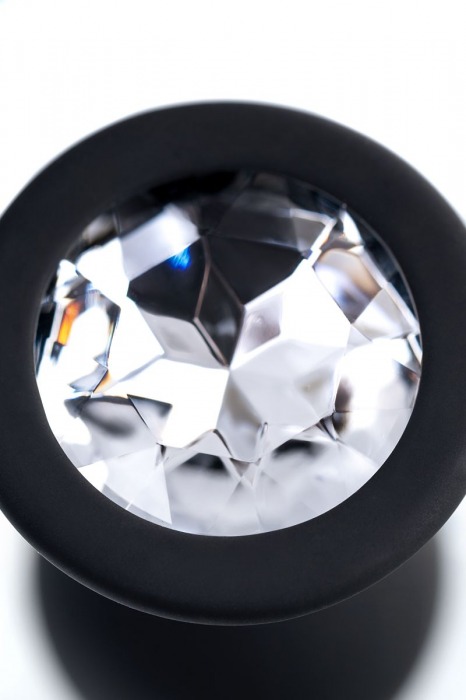 Черная анальная втулка с прозрачным стразом - 7,2 см. - POPO Pleasure - купить с доставкой в Твери